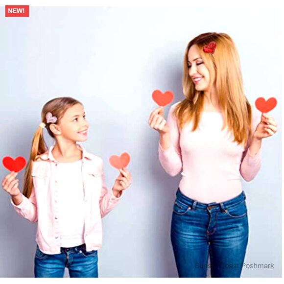 Glitter Sequin Heart Hair Clips Set of 9 Valentine's Day Party Accessories - Picture 6 of 7